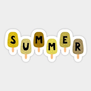 Yellow ICE CREAM STICKS with SUMMER Word (dancing letters) Sticker